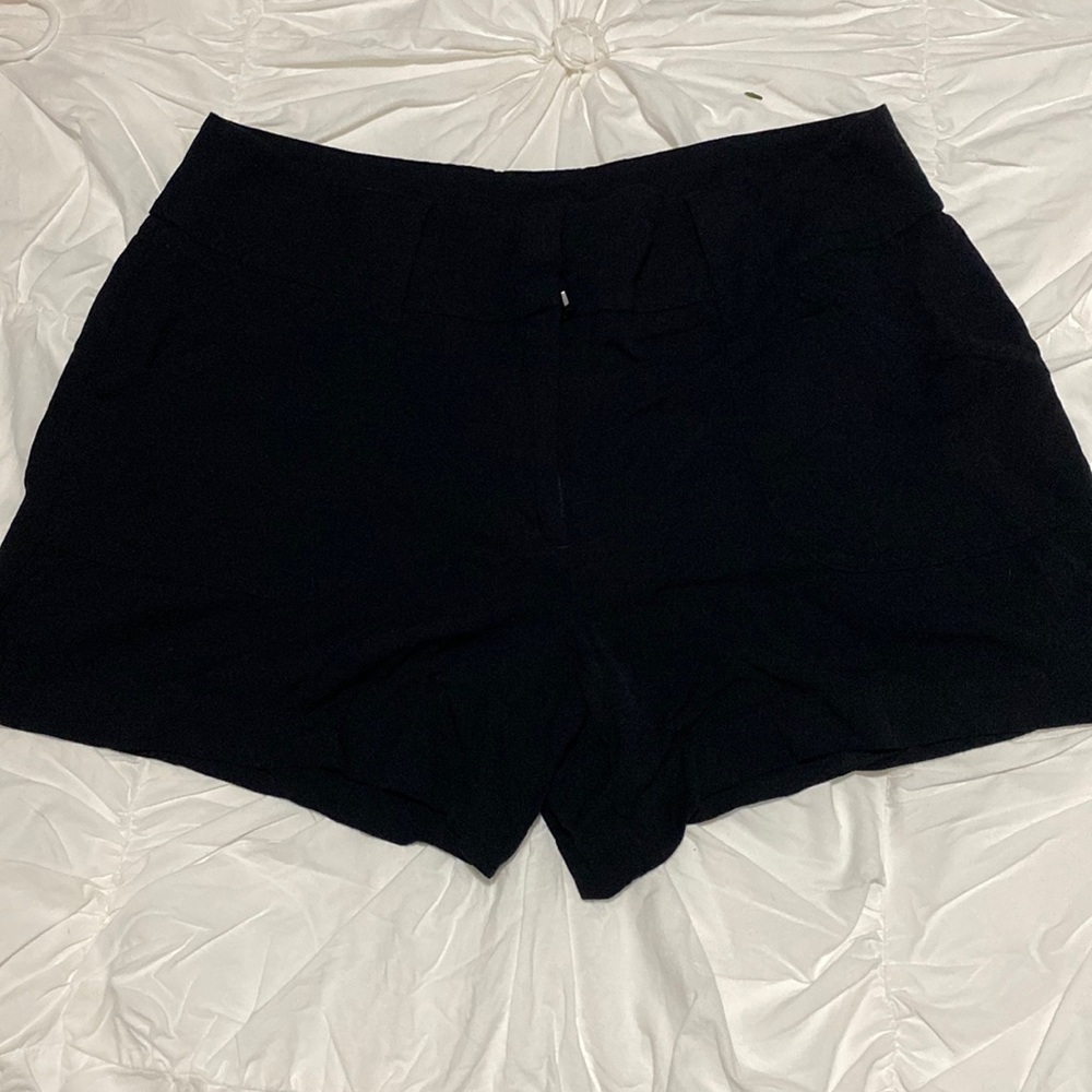 Black linen high waisted shorts
